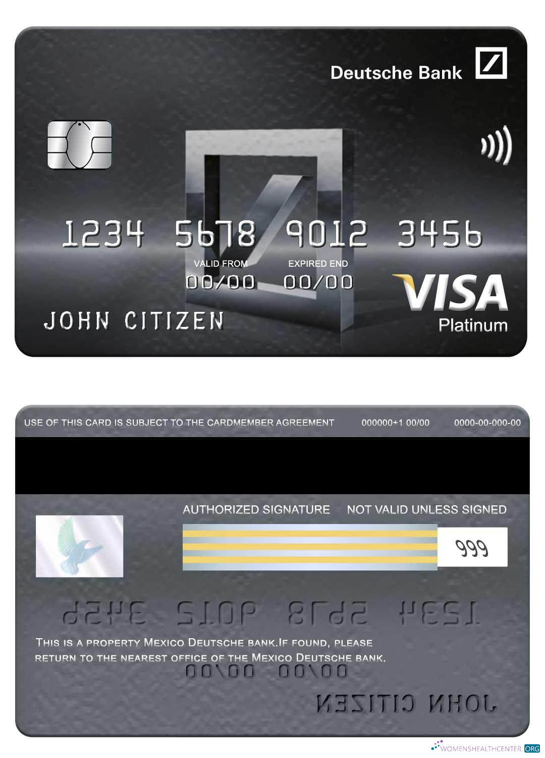Download Mexico Deutsche bank visa platinum card Photoshop template